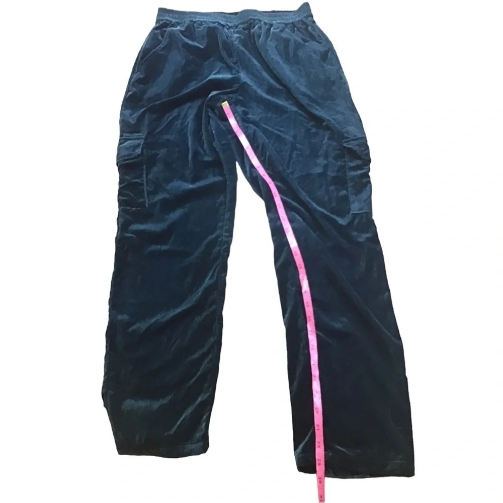 Soft Surroundings Emerald Green Velvet Cargo Utility Pull on Pants Size Medium